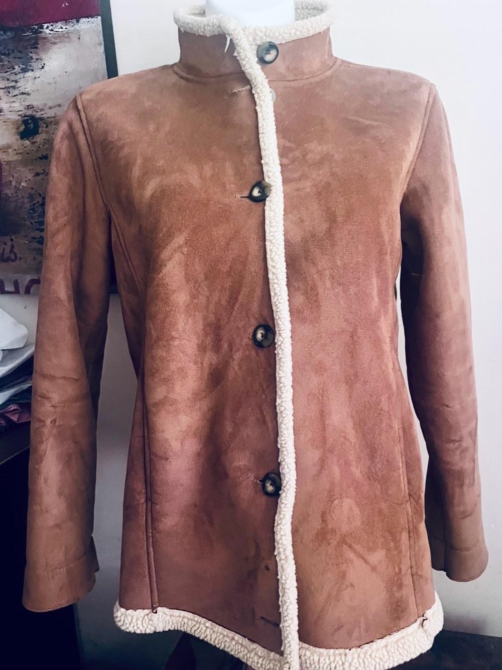 Y2K VNTG LL Bean Coat Women’s Large- Brown with cream faux shearling